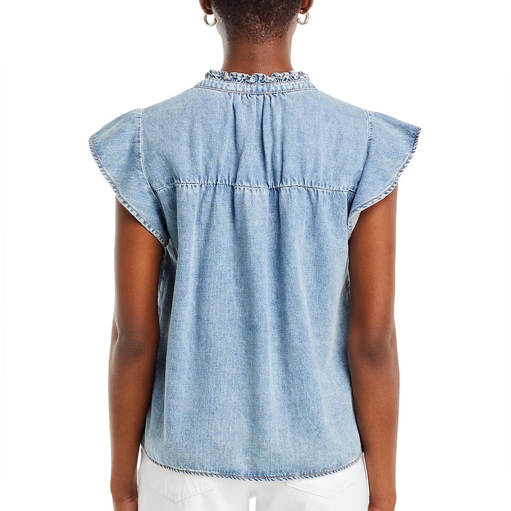 NWOT Rails Ruthie Flutter Sleeve Chambray Snap Top - Picture 3 of 6